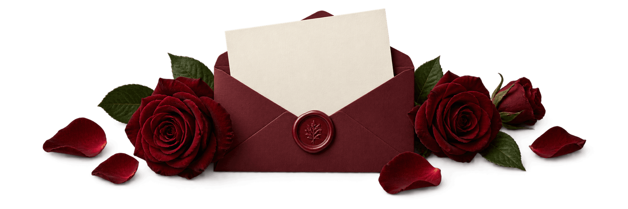 Invitation envelope with burgundy roses